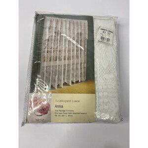 Scalloped Lace Panel‎ Attached Valance Curtain White 58" X 84” NEW Home Decor